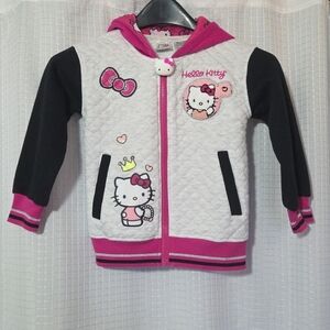 Hello Kitty Quilted Knit Zipper Front Enamel Pull Tab Jacket Size 4/5